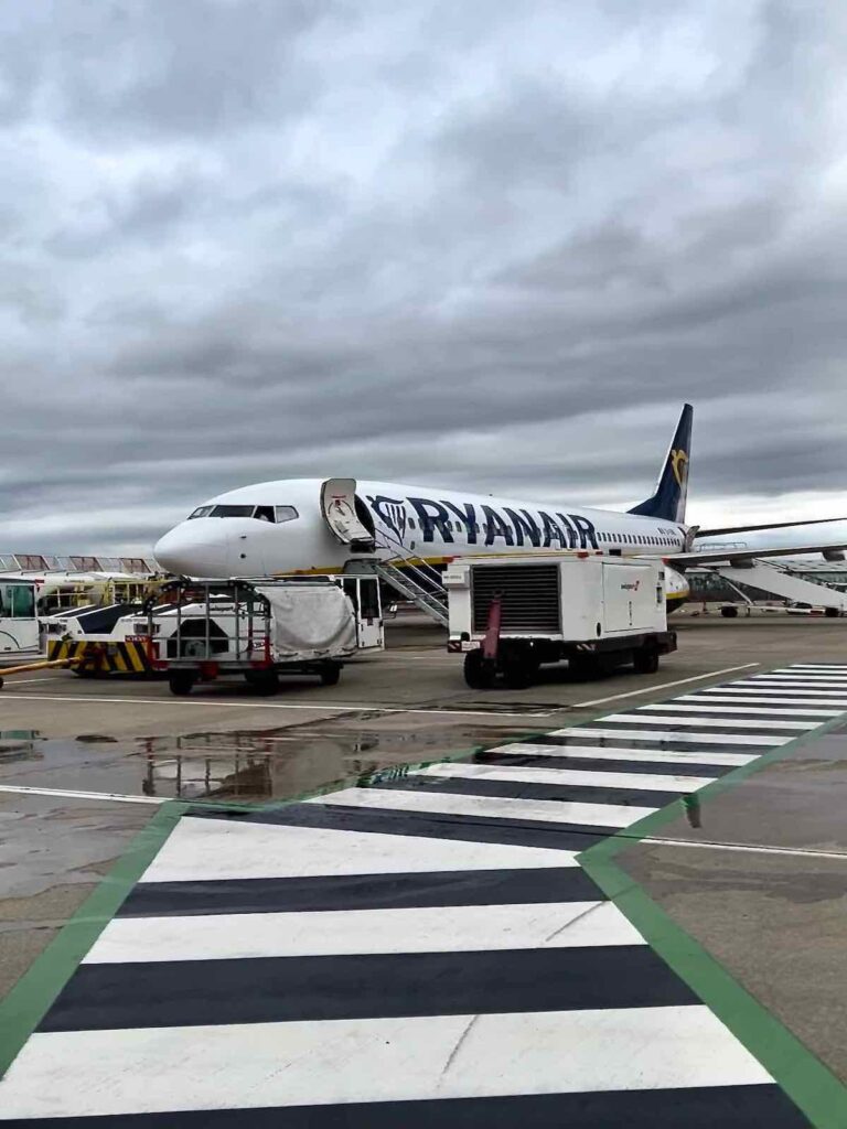 Ryanair plane on the tarmac at East Midlands airport