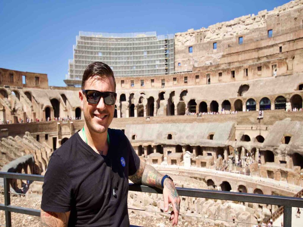 Trevor inside the Roman Colosseum