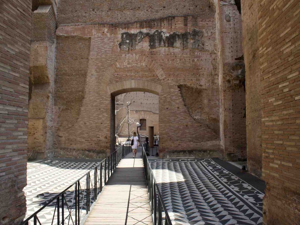 Hayley walking through the Baths of Caracalla