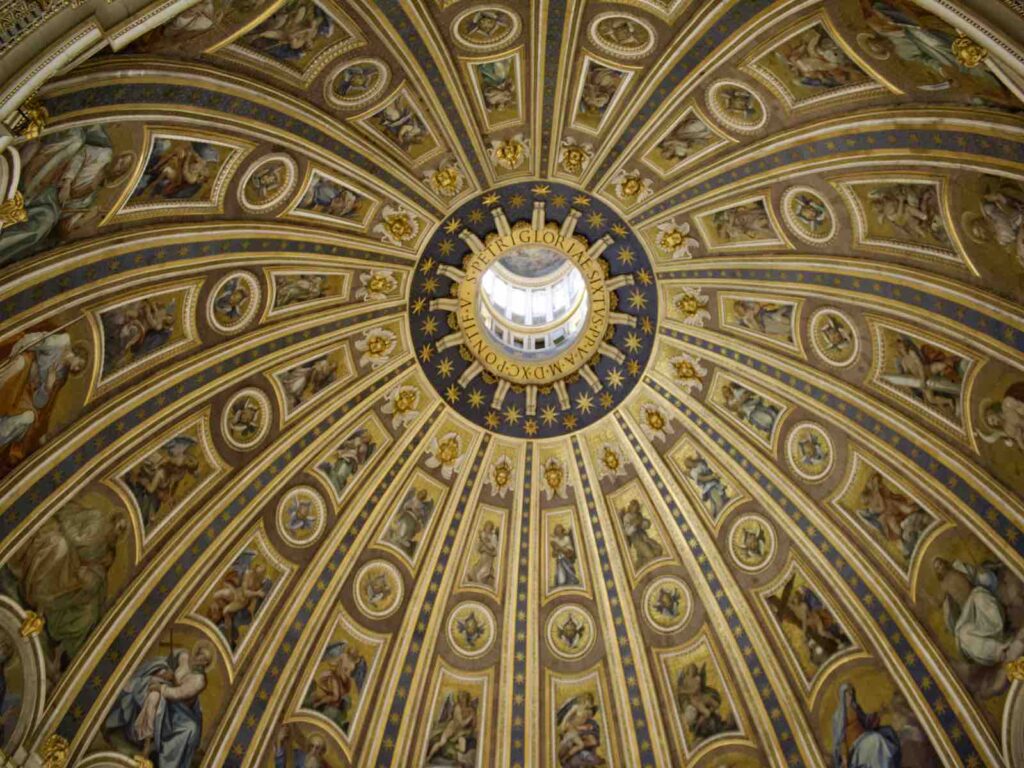 The inside of St. Peter's Dome, visiting the Vatican City