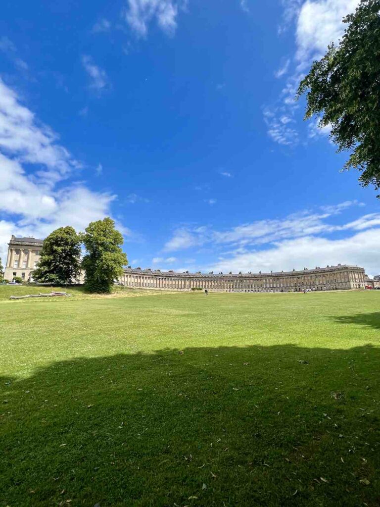 view from Victoria park of the royal crescent in bath uk 