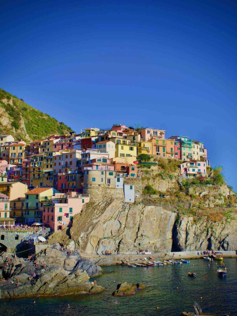 vibrant coloured buildings in town of Manarola