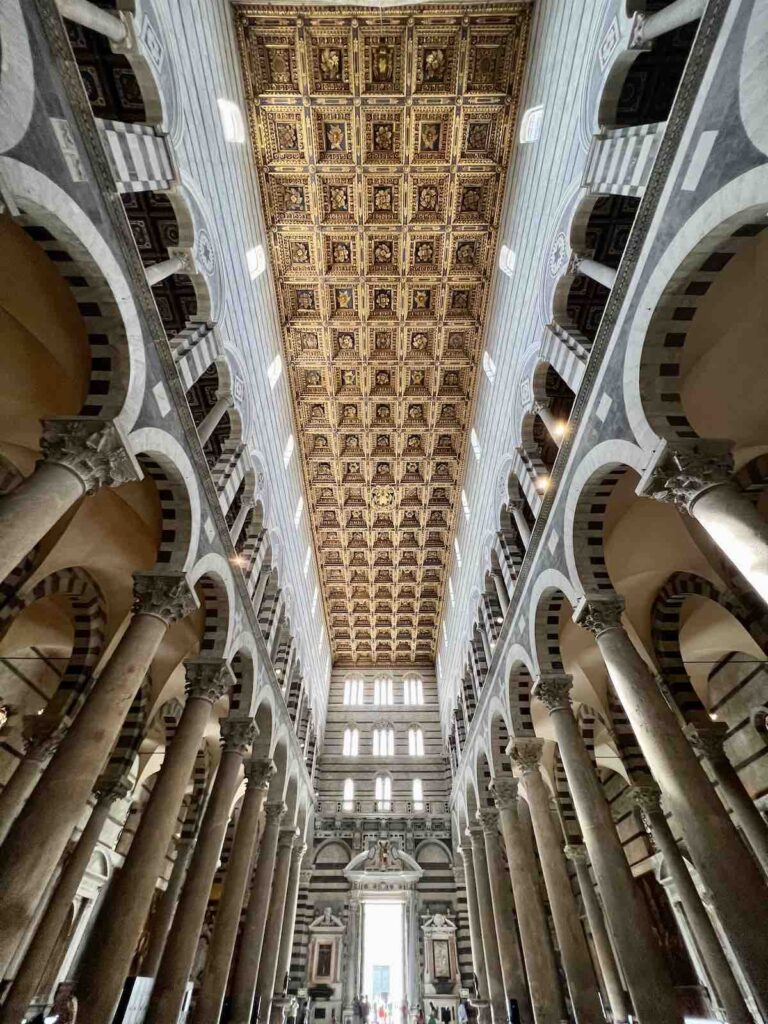 view of the ceiling of the Pisa cathedral