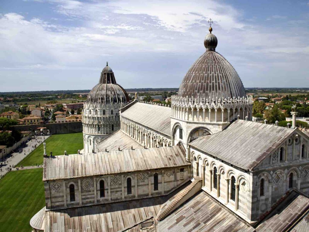 Pisa Cathedral, seen from the top of the Leaning Tower.