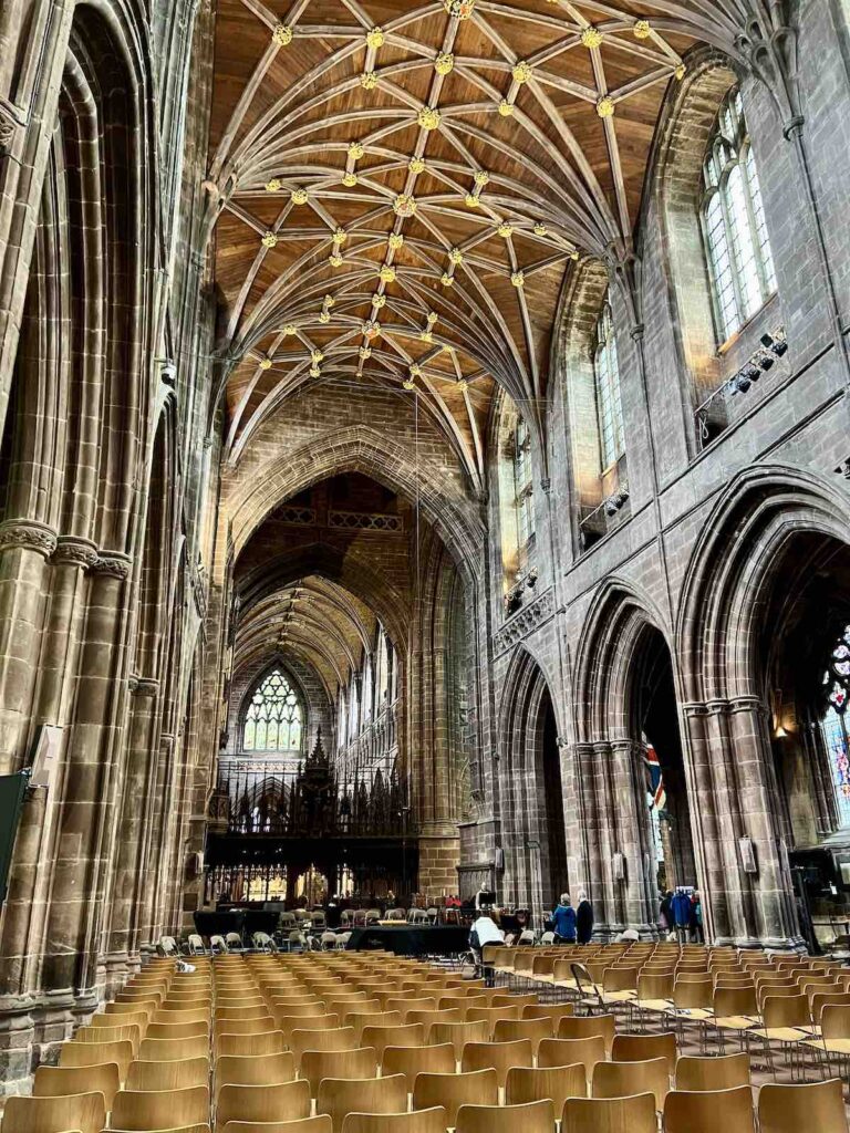 View of the inside of the Cathedral in Chester. 