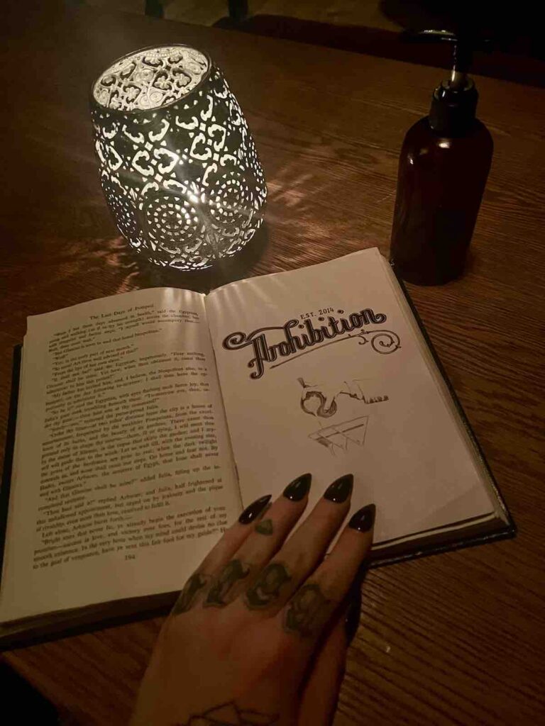Prohibition drinks Menu (hidden in a book)